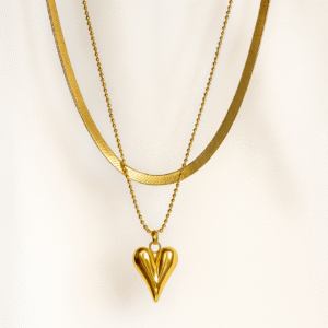 Multilayered Golden Heart Necklace