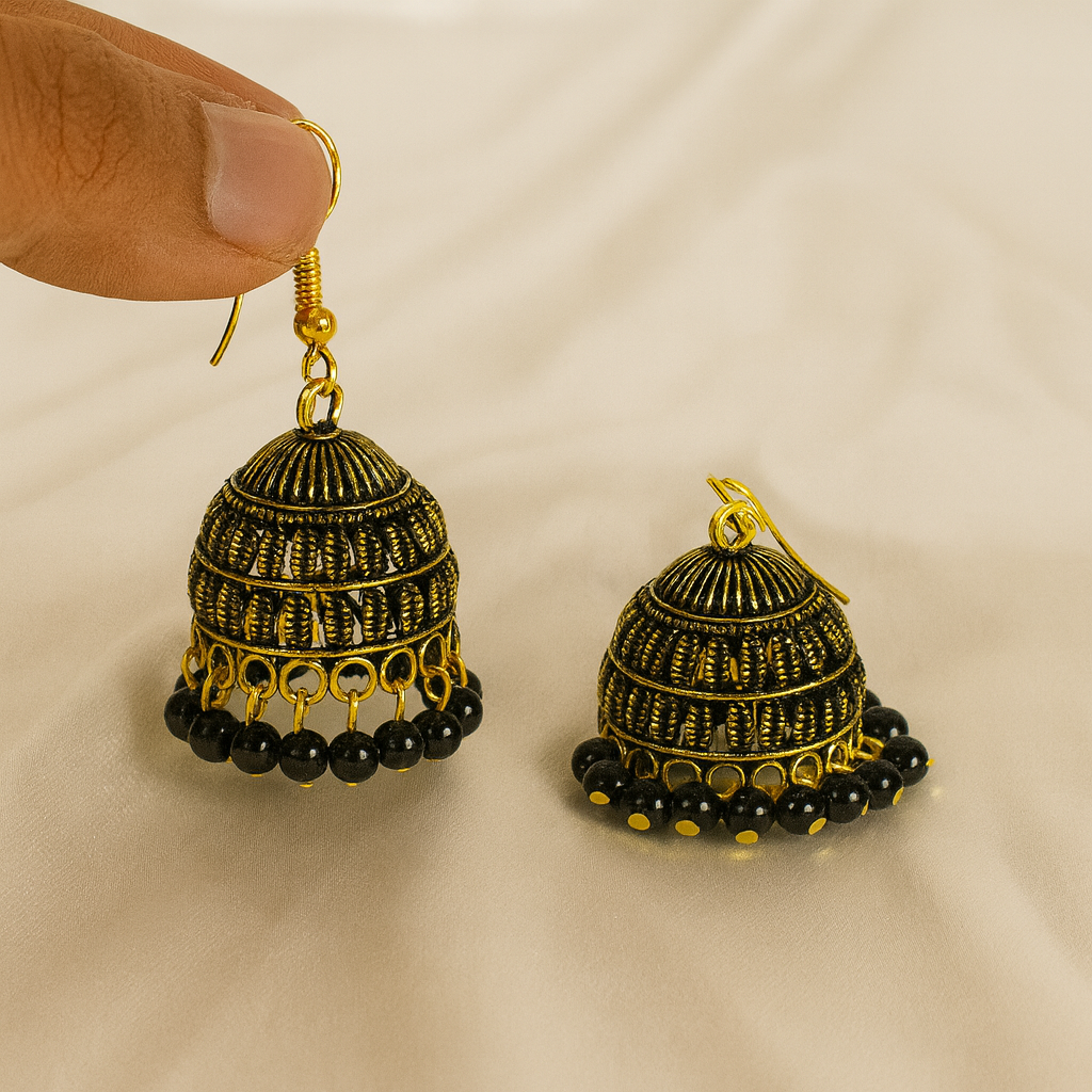 Gold Black Jhumka