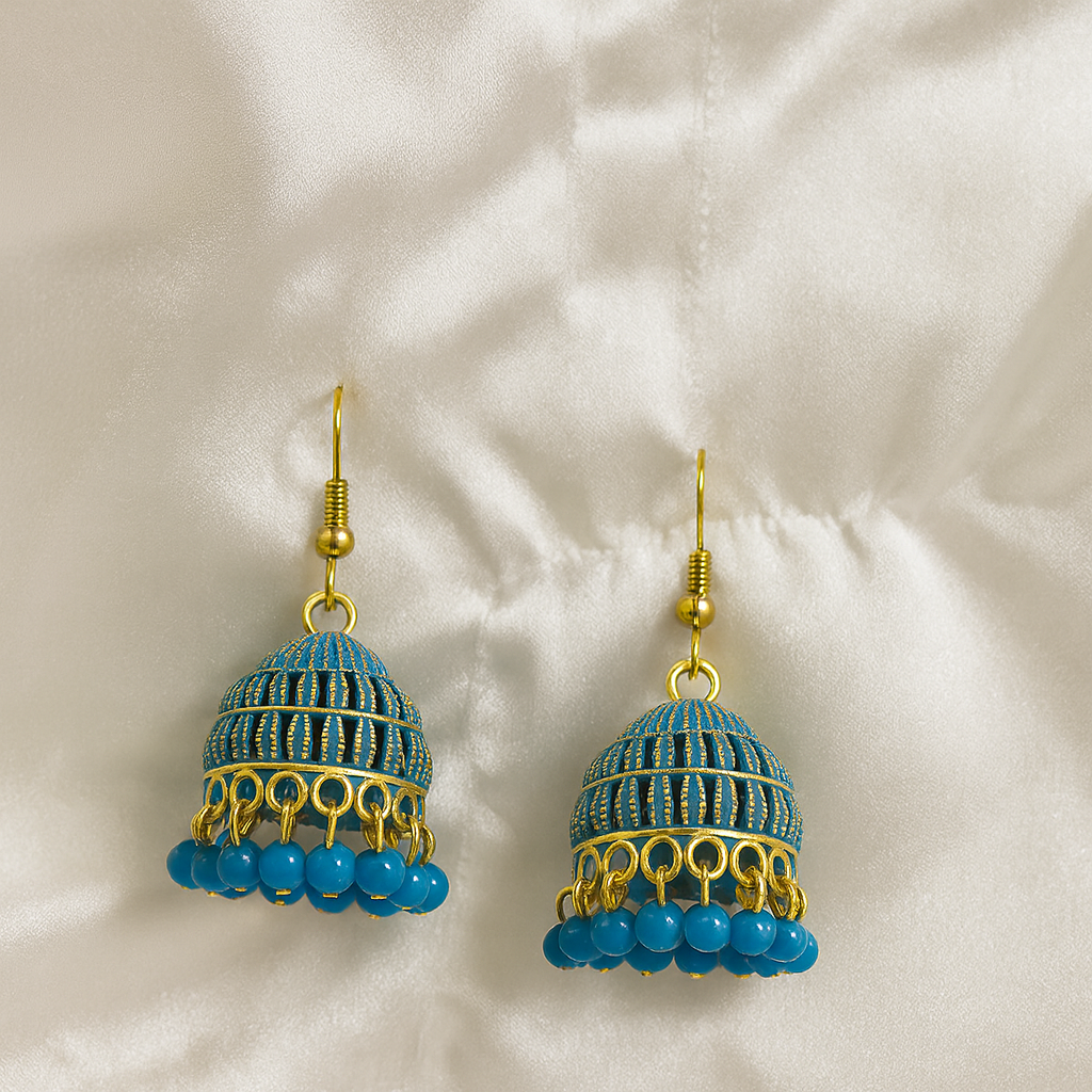 Gold Blue Jhumka