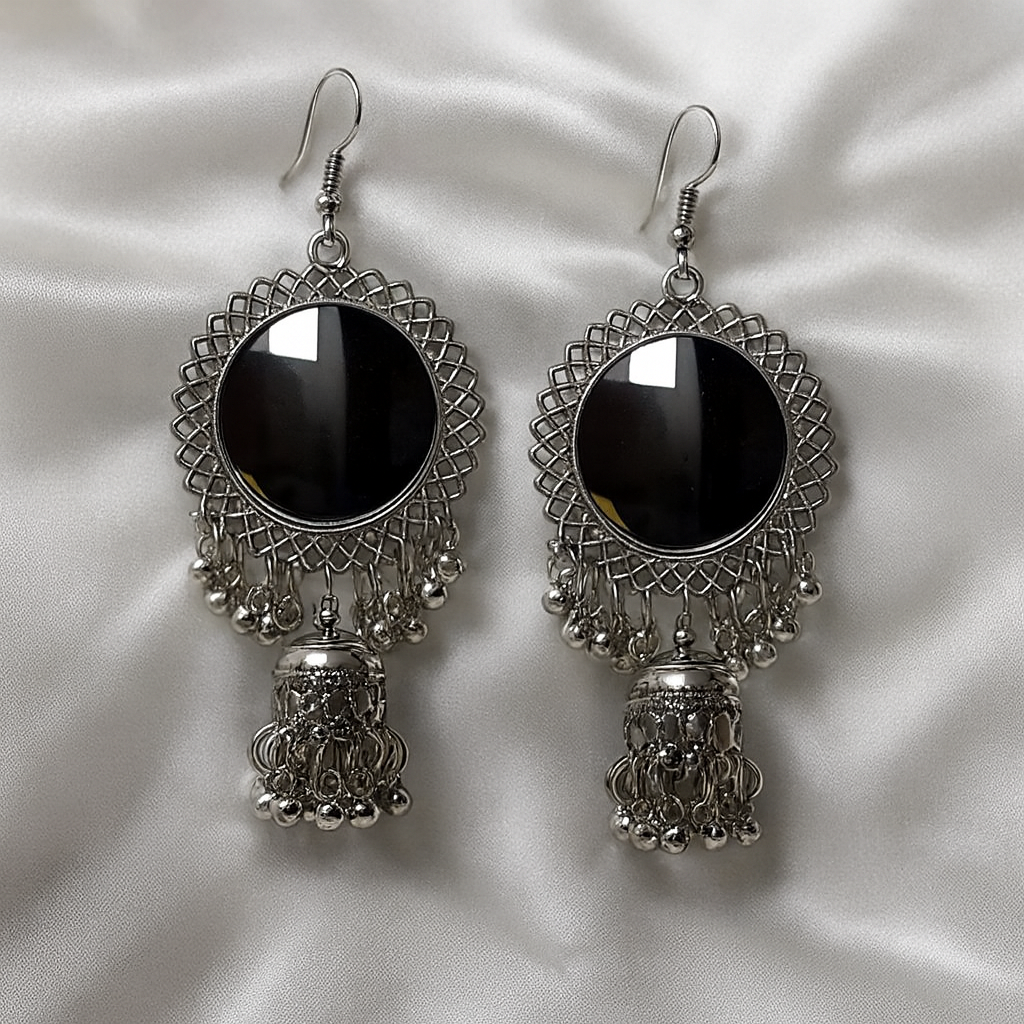 Classic Silver Mirror Dangler Jhumka
