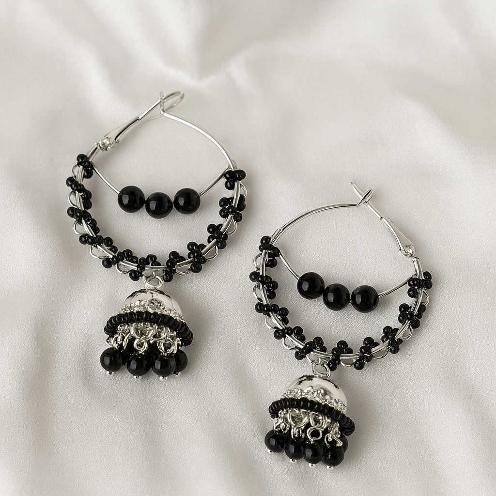 Black Hoop Jhumka Earring