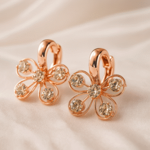 Rose Gold Crystal Jhumka Earring