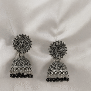 Square Stud Oxidised Jhumka