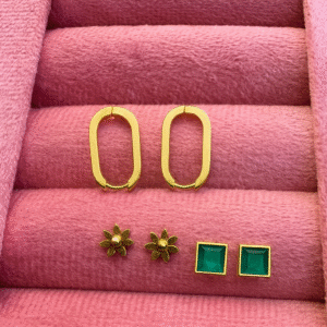 Elegant Combo Pack - Hoop Floral & Emerald Studs