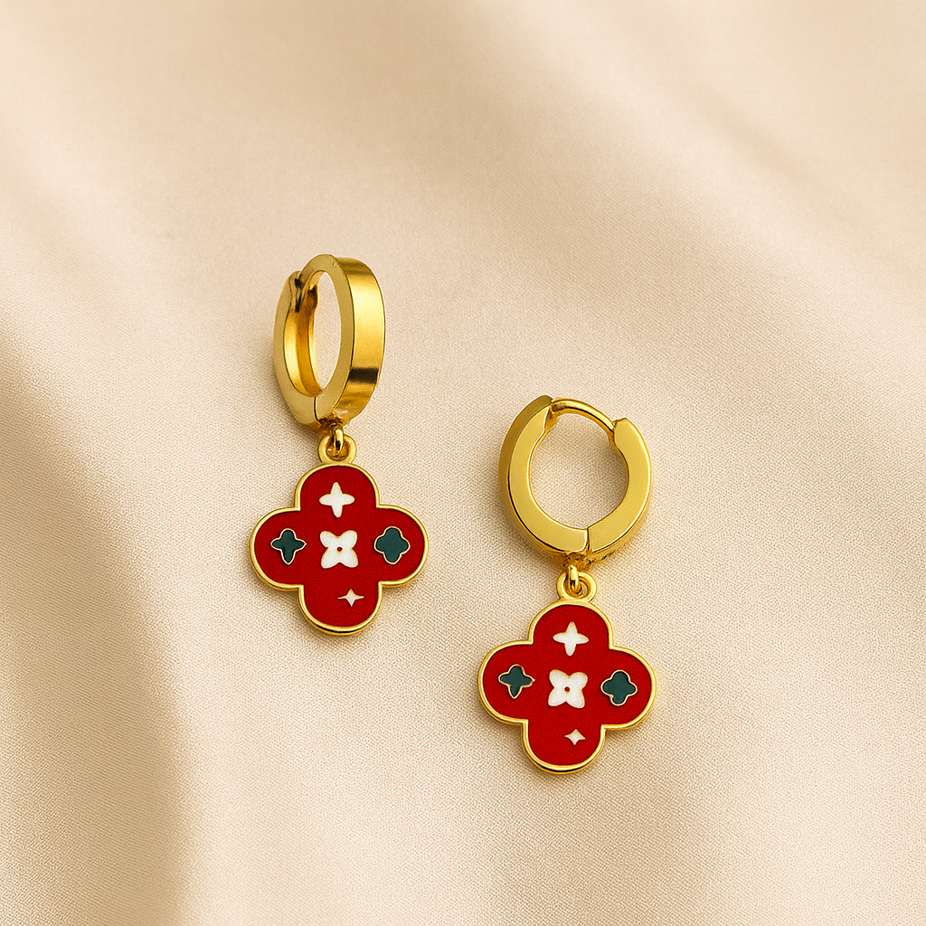 Red Clover Drop Earrings