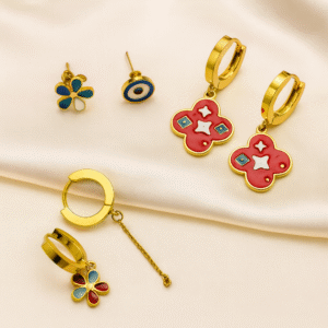 Trendy Mixed Stud & Hoop Earrings Combo 3 pcs